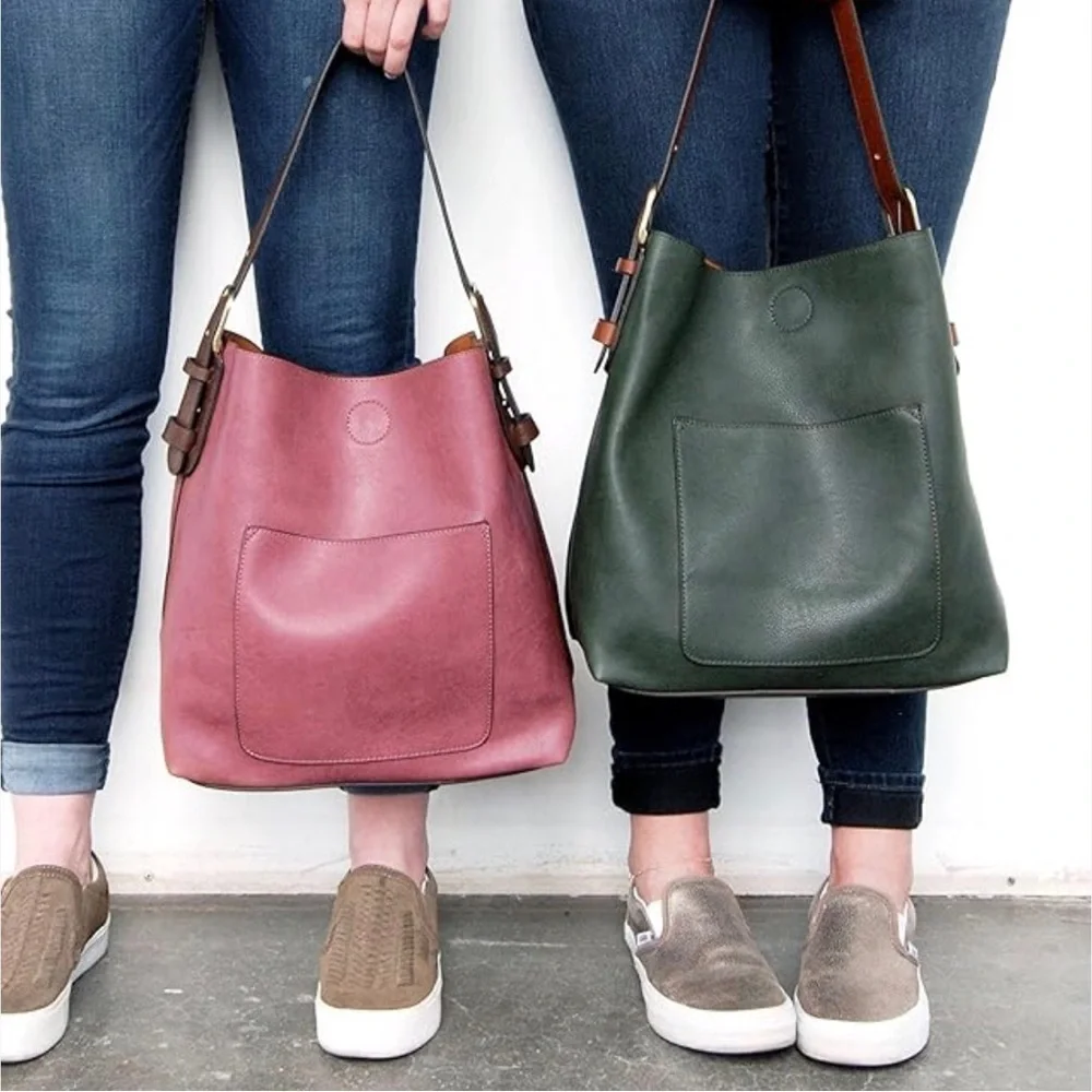 Joy Susan Rose Vegan Leather Bucket Tote Shoulder Bag